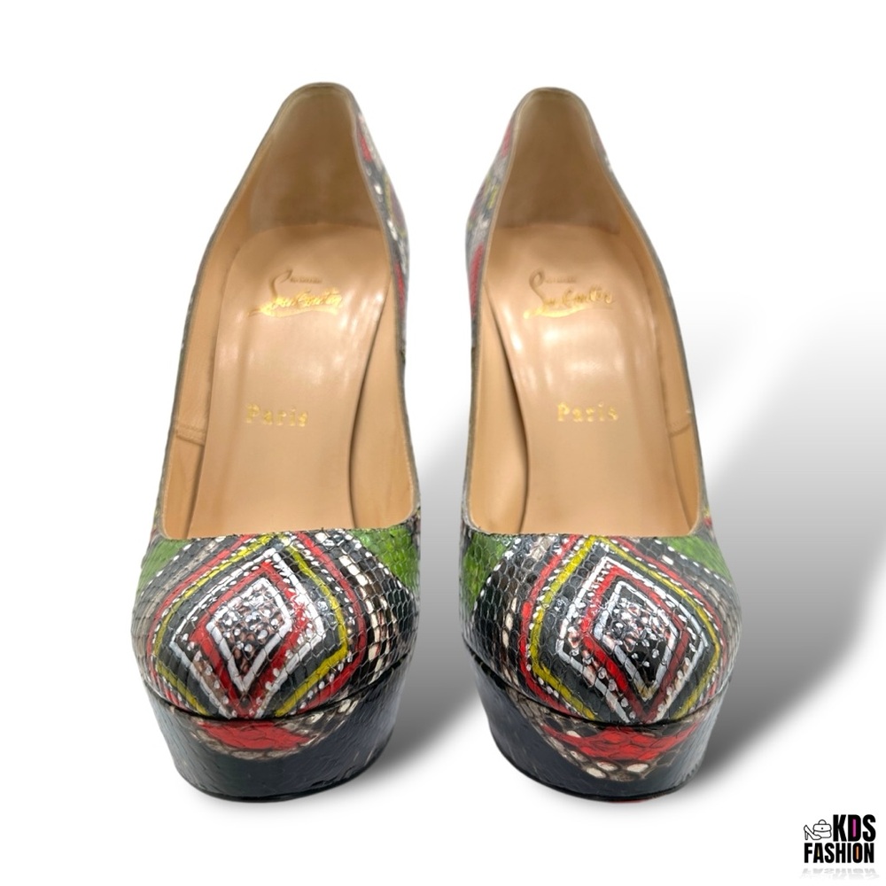 Christian Louboutin Bianca 140 Python Masai Platform Heels US 8.5 EU 39 Rare - Picture 4 of 11